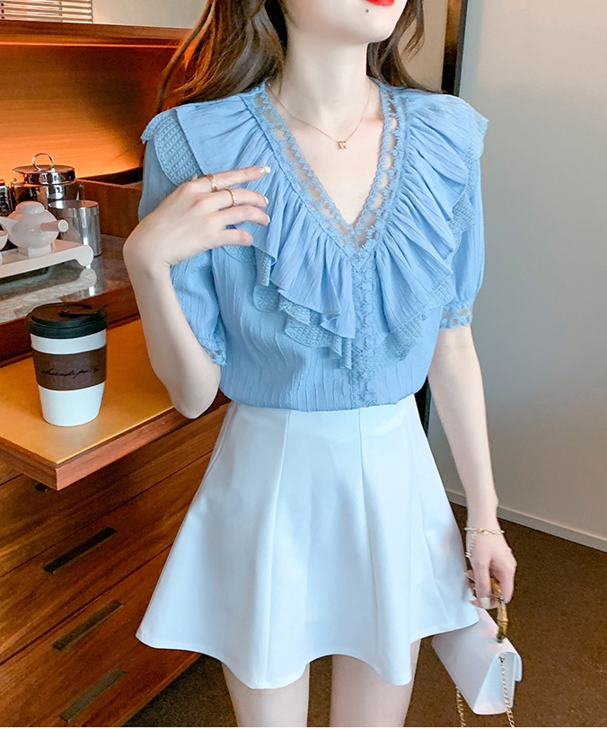 Splice Korean style shirt all-match tops for women