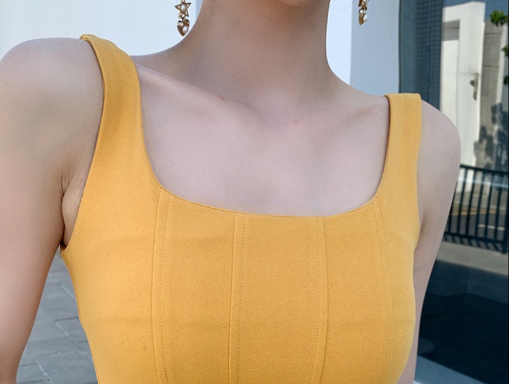 Sleeveless slim sling vest summer yellow dress
