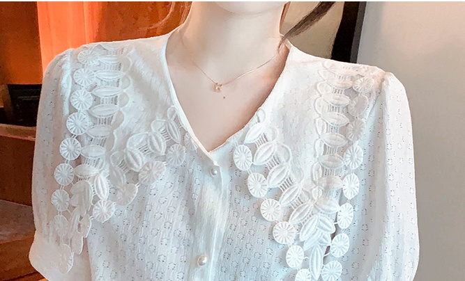 All-match short sleeve shirt summer doll collar tops for women