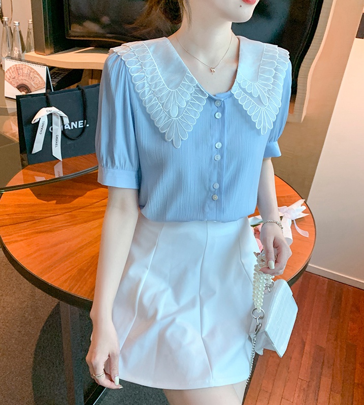 Short sleeve doll collar shirt Korean style tops
