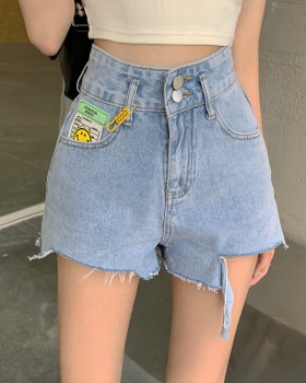 High waist wears outside shorts Korean style jeans