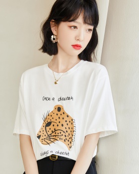 Animal short sleeve tops summer printing T-shirt