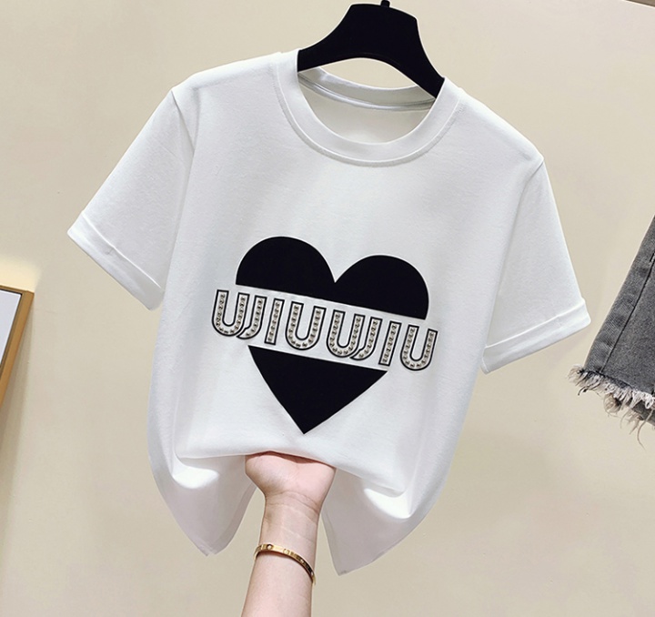 Rhinestone heart T-shirt Western style tops