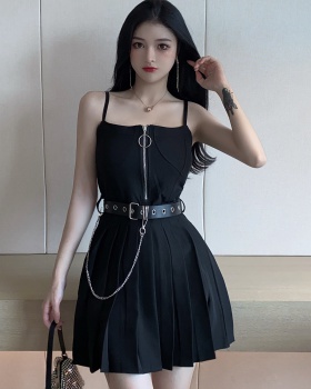 Sling sexy strapless fashion summer pinched waist dress