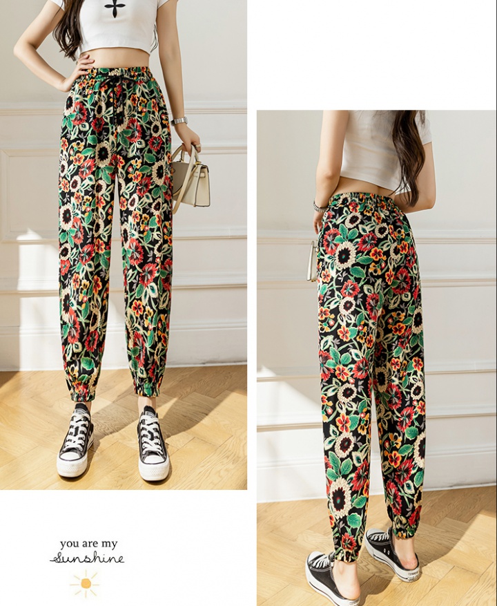 Chiffon printing Casual pants thin all-match bloomers