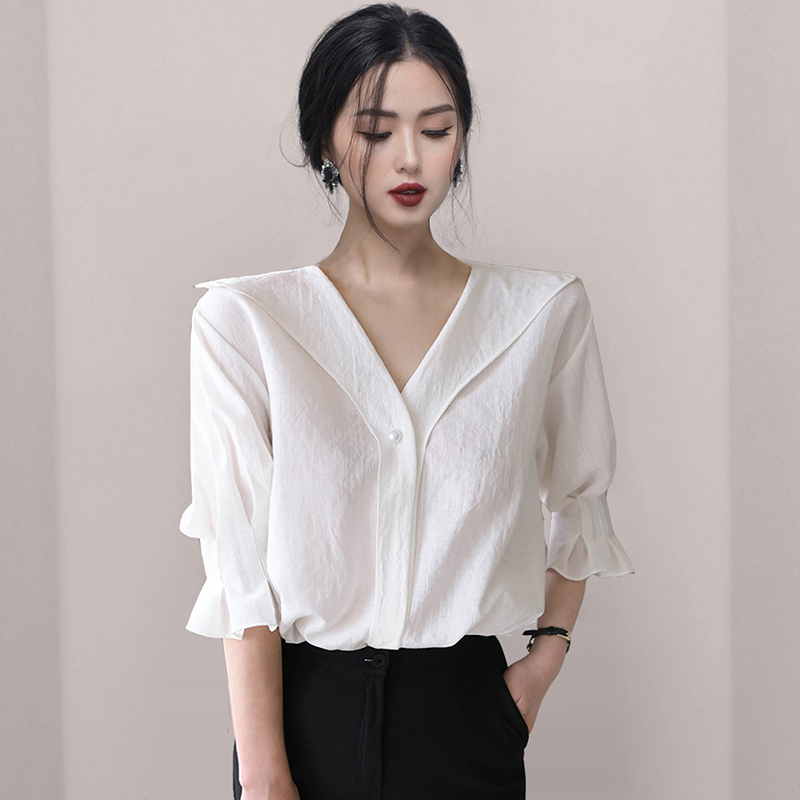 Loose Korean style tops simple spring shirt for women