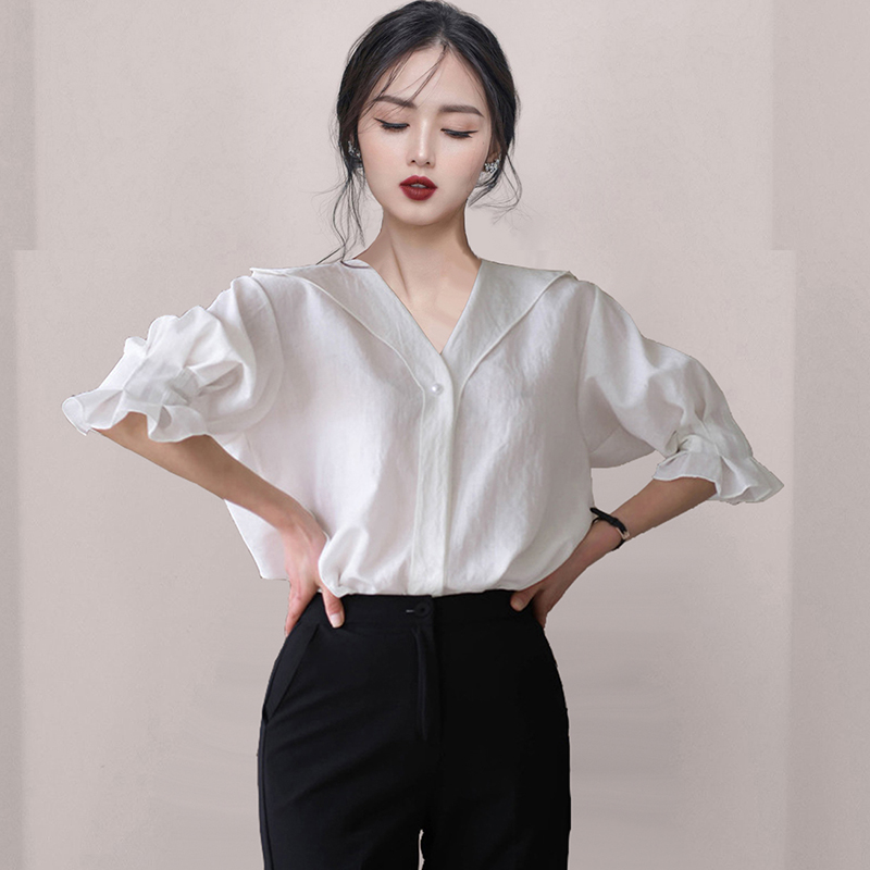Loose Korean style tops simple spring shirt for women