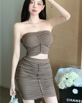 Summer fold package hip wrapped chest skirt 2pcs set