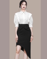 Asymmetry high waist shirt summer short skirt a set