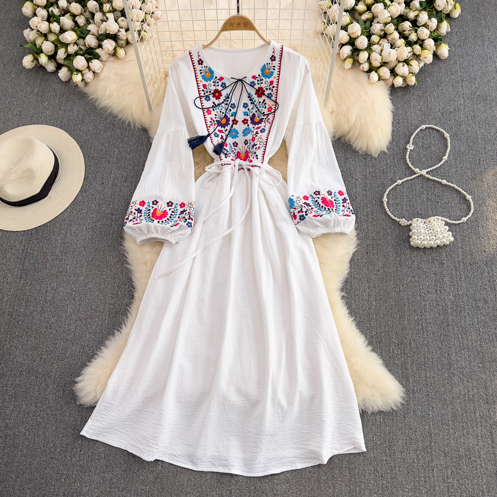 Vacation long dress embroidery dress