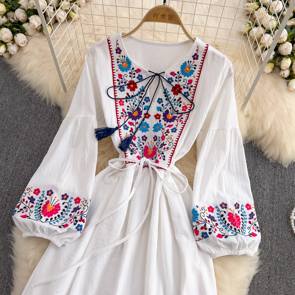 Vacation long dress embroidery dress