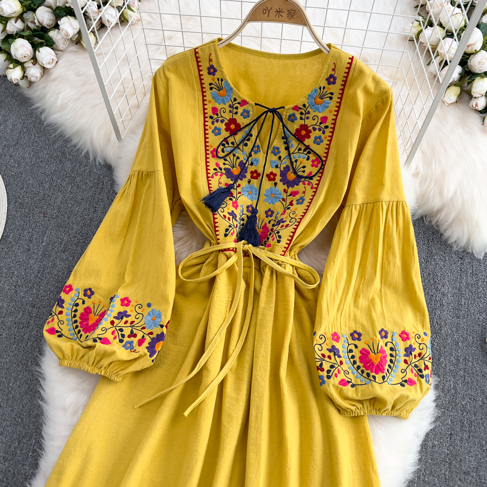 Vacation long dress embroidery dress