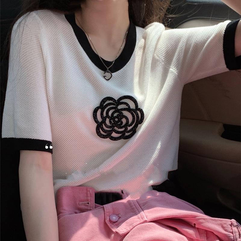 Round neck sweater spring and summer tops for women