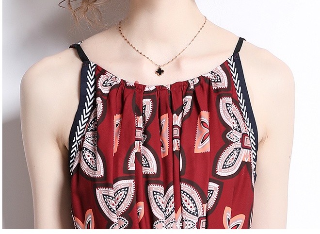 Butterfly printing sling seaside long dress for women