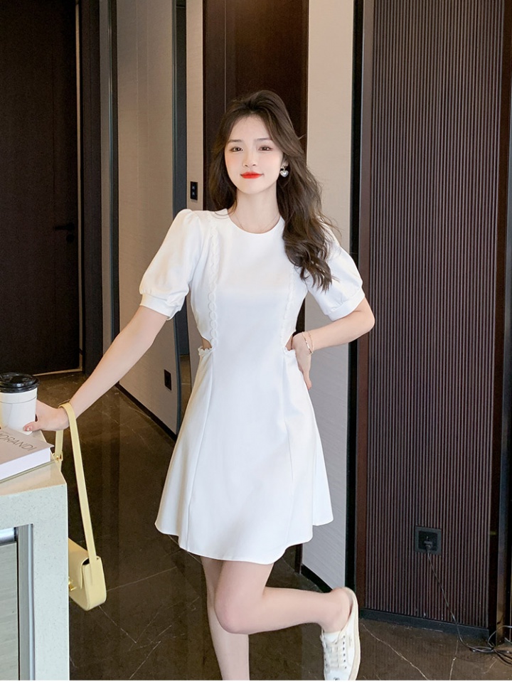 Summer pinched waist retro Western style bud sleeve dress for women