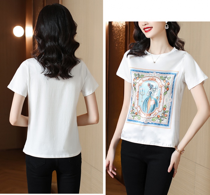 Spring and summer splice T-shirt printing tops for women