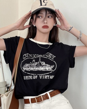 Casual printing T-shirt Korean style loose tops