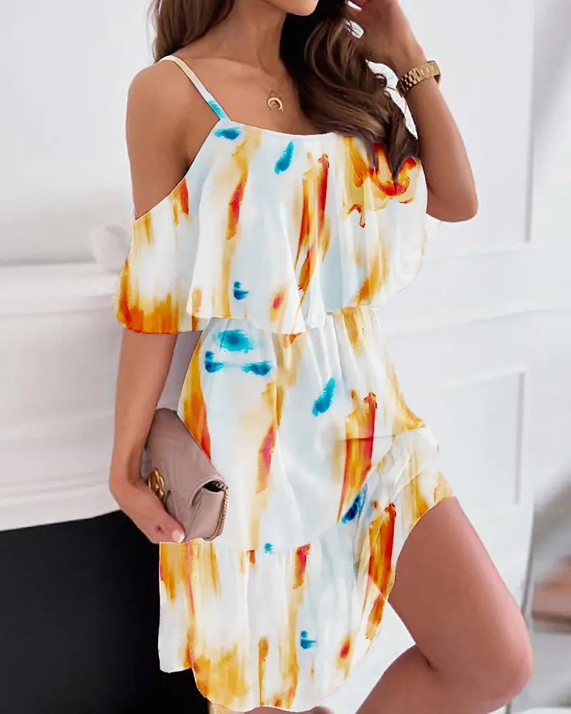 Strapless summer chiffon sexy printing dress