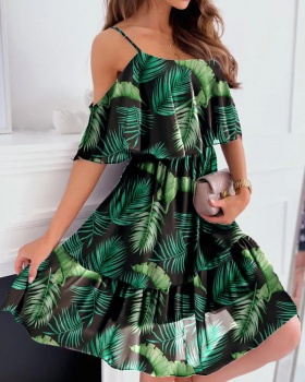 Strapless summer chiffon sexy printing dress