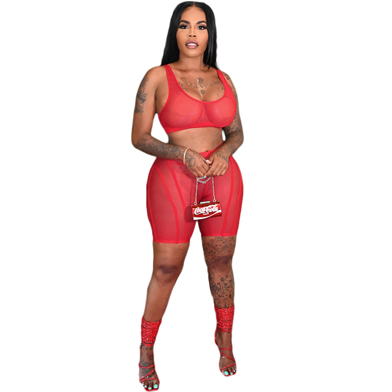 Sports sexy pure vest sling gauze shorts a set for women