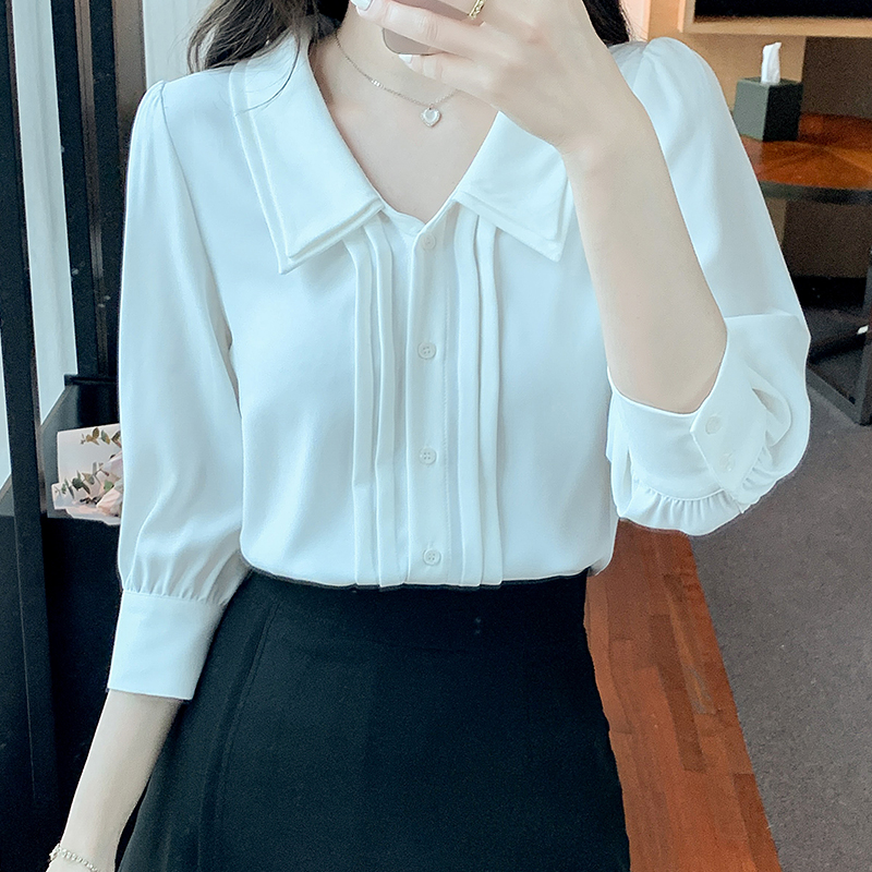 Summer temperament small shirt chiffon short sleeve tops