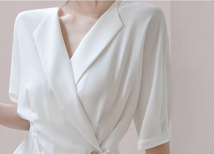Elegant fashion bat sleeve slim V-neck shirt for women