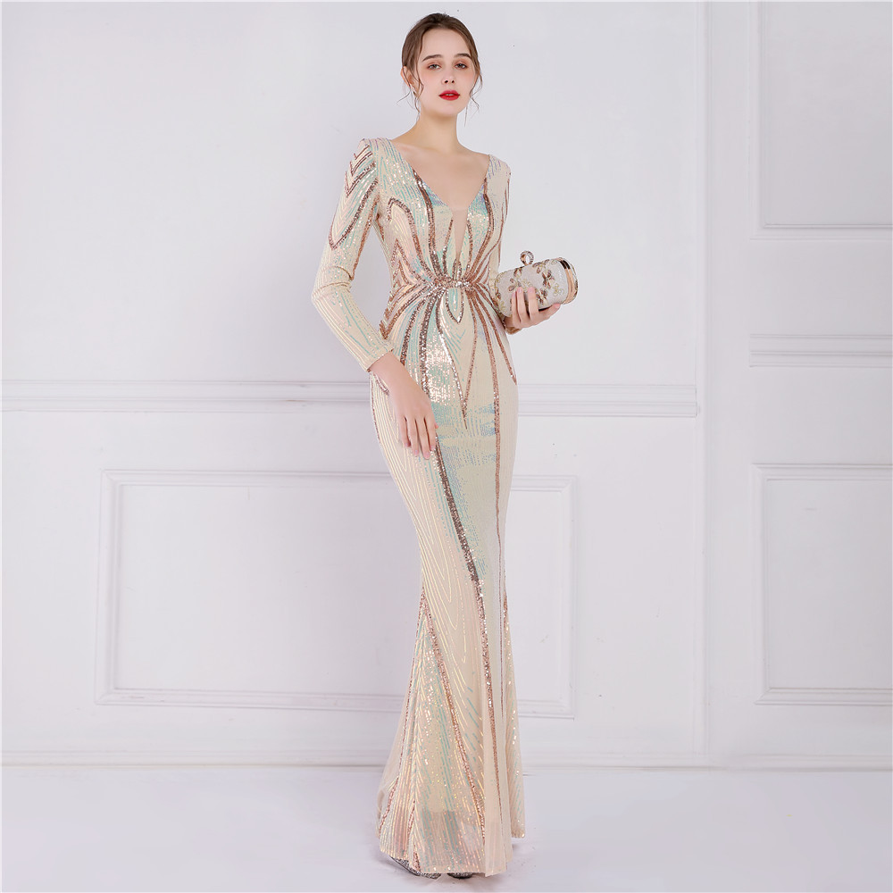 Colors queen dress elegant sequins evening dress for women