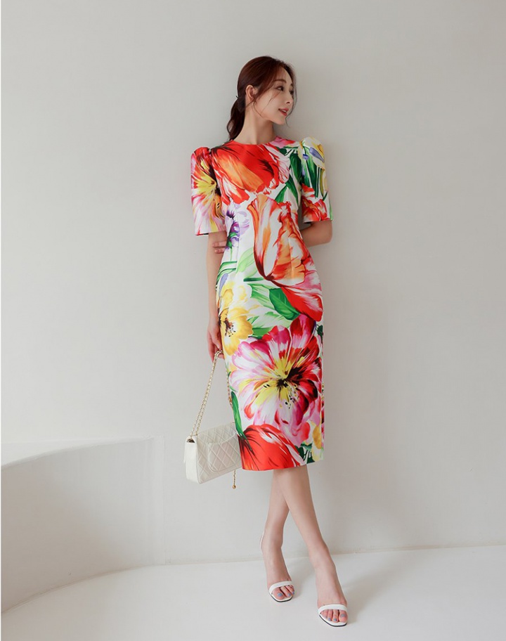 Long Korean style package hip slim summer dress for women