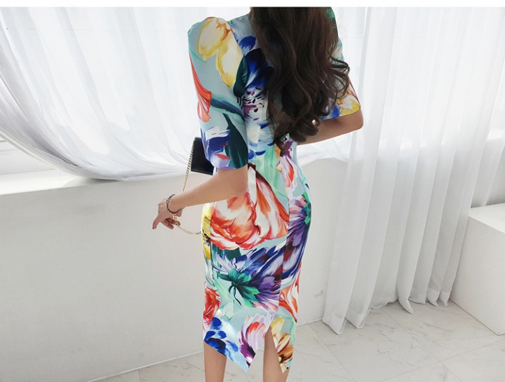 Long Korean style package hip slim summer dress for women