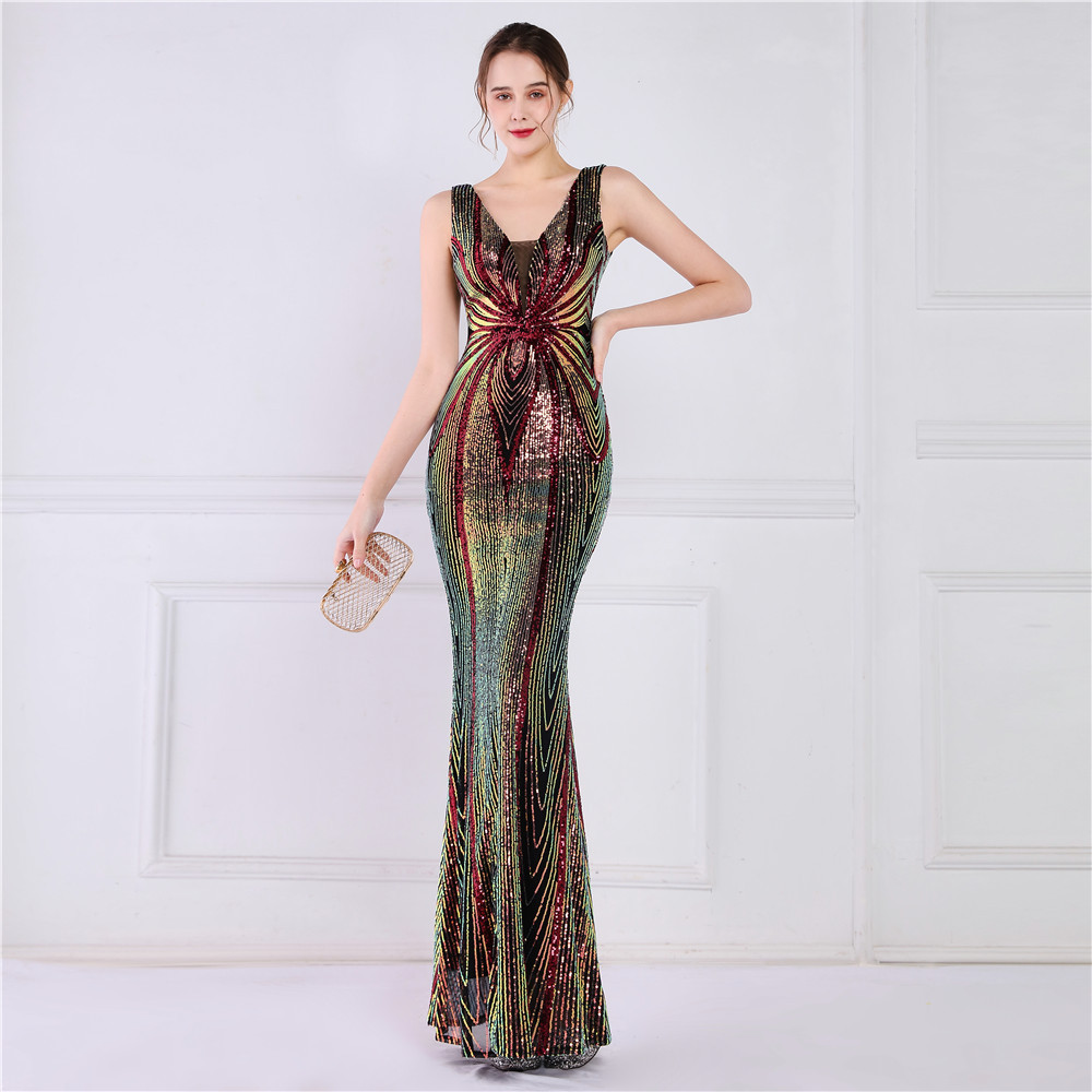 Long sleeve banquet mermaid elegant long slim dress