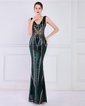 Long sleeve banquet mermaid elegant long slim dress