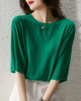 Summer knitted pullover round neck bat sleeve tops