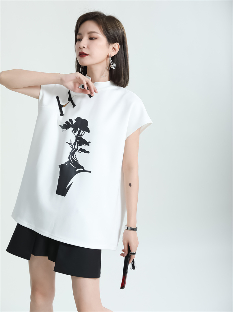 Chinese style cheongsam short sleeve T-shirt for women