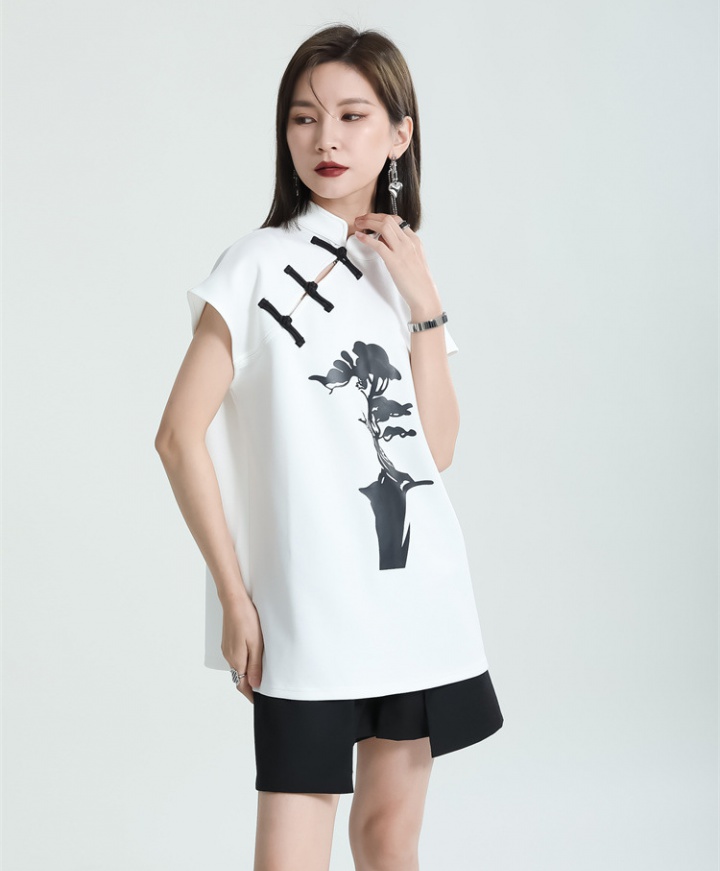 Chinese style cheongsam short sleeve T-shirt for women