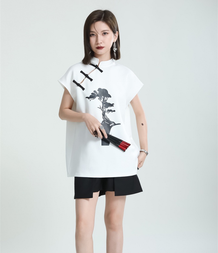 Chinese style cheongsam short sleeve T-shirt for women