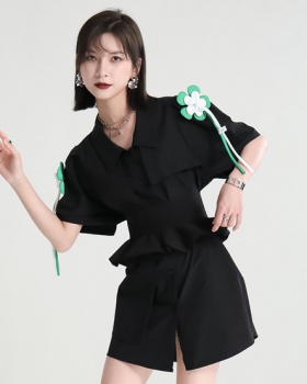 Irregular dress lotus leaf edges girdle shirt for women
