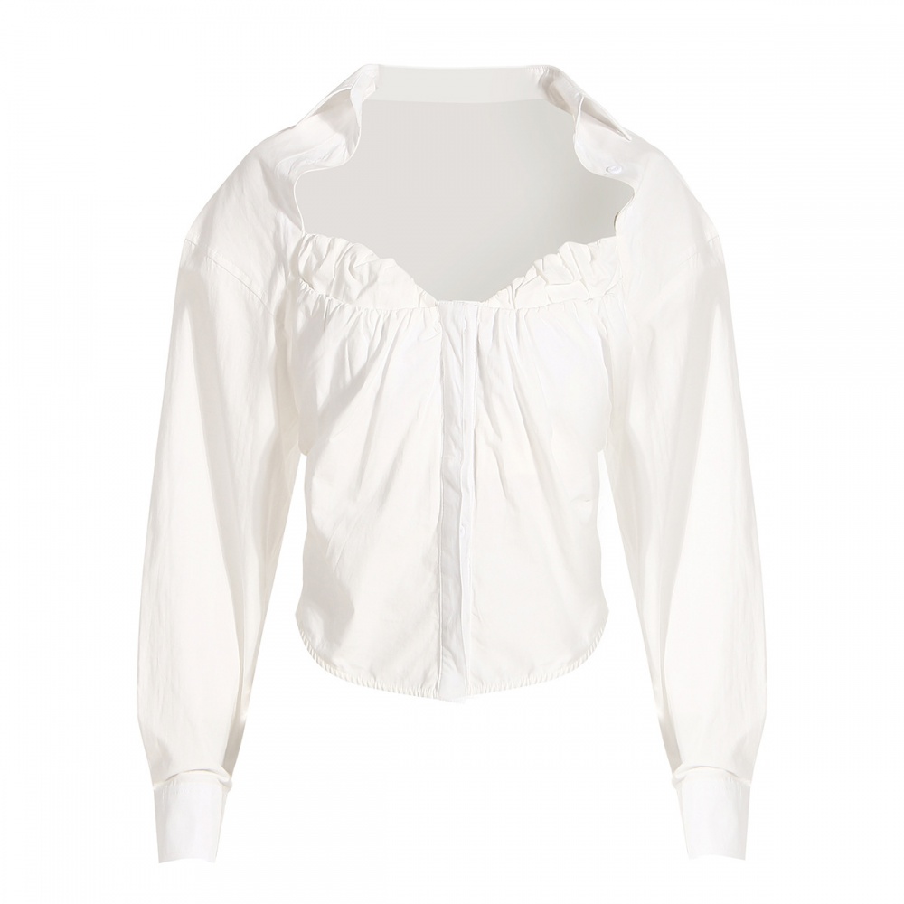 European style shirt white tops for women