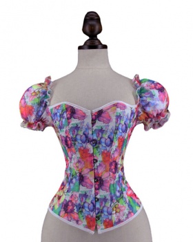 Colors short sleeve tops court style corset