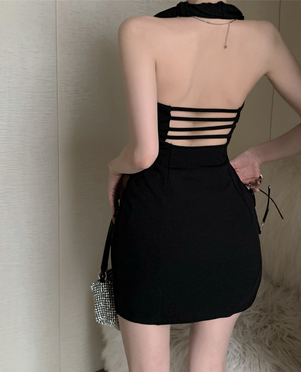 Halter pinched waist sexy sling slim T-back