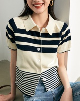 Spring knitted cardigan stripe tops