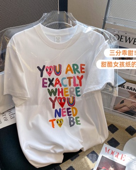 Korean style short sleeve summer tops loose slim T-shirt for women