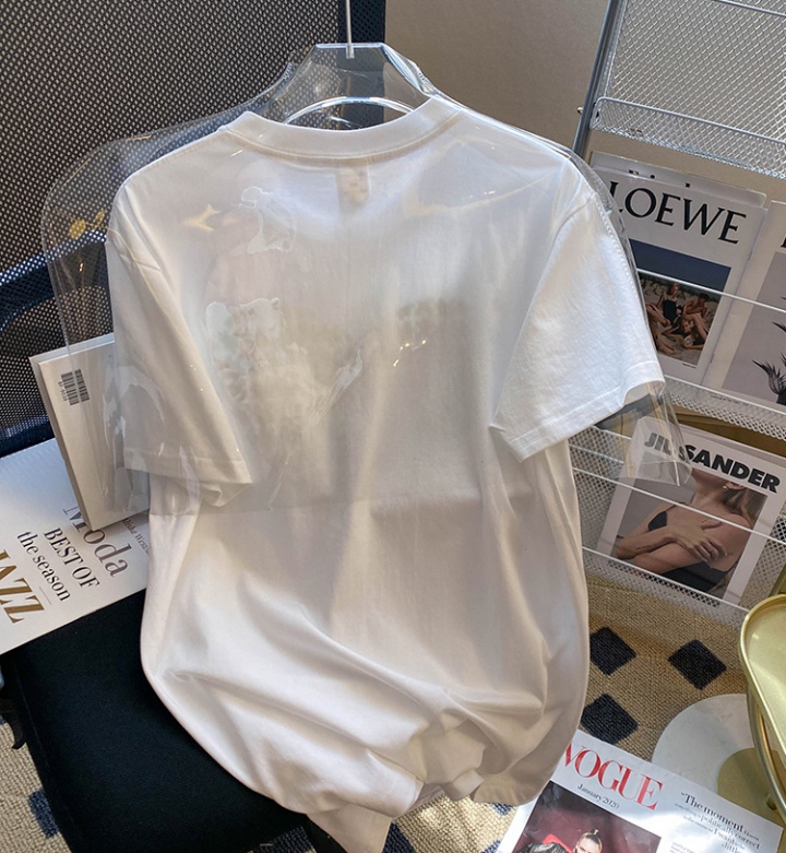 Heart white tops loose short sleeve T-shirt for women