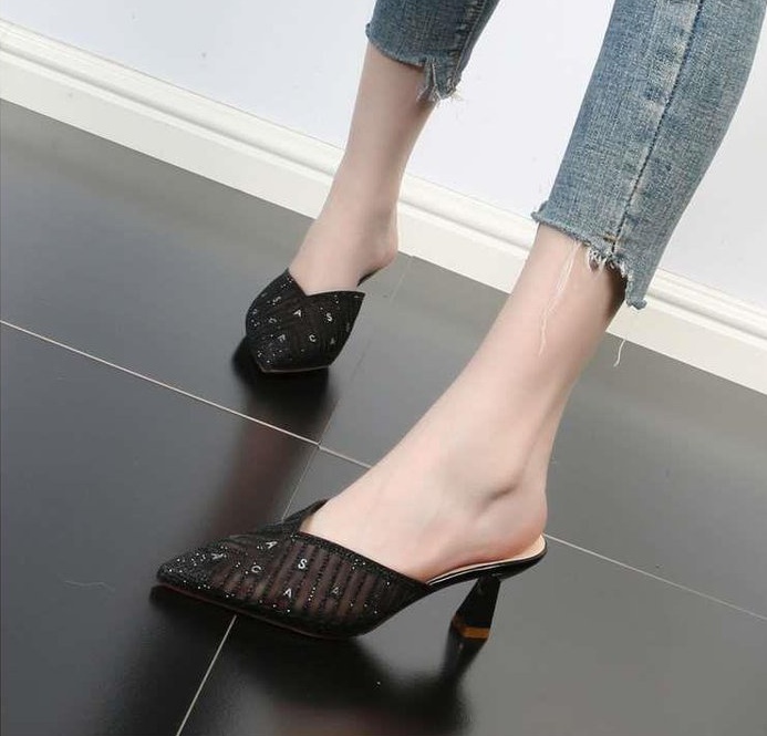 Fine-root gauze summer pointed Korean style slippers