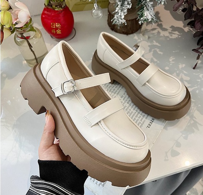 Small thick crust shoes spring leather shoes for women