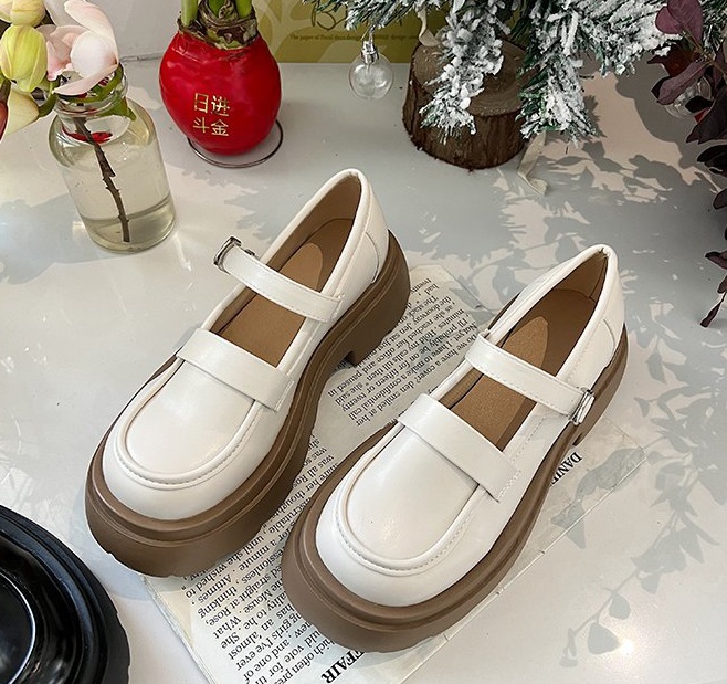 Small thick crust shoes spring leather shoes for women