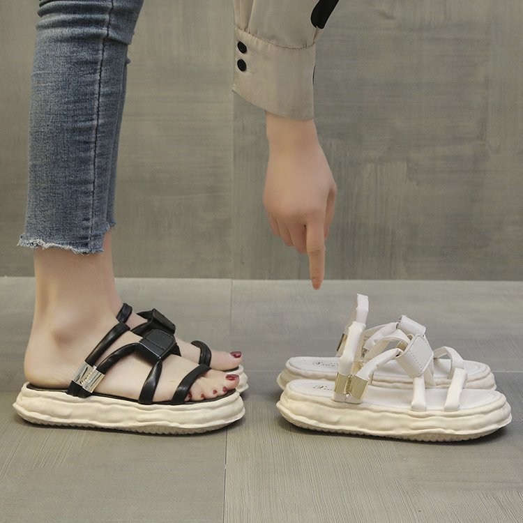 Student summer thick crust Korean style fish mouth sandals