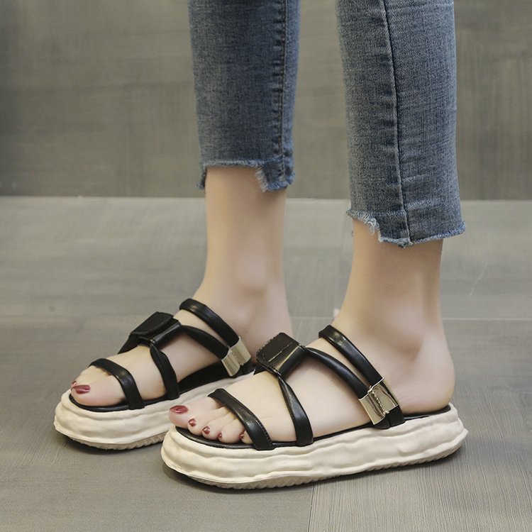 Student summer thick crust Korean style fish mouth sandals