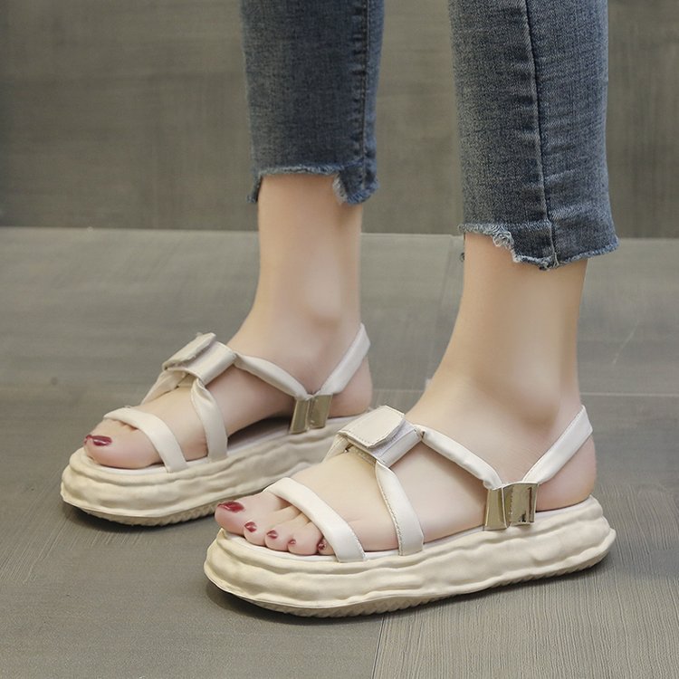 Student summer thick crust Korean style fish mouth sandals