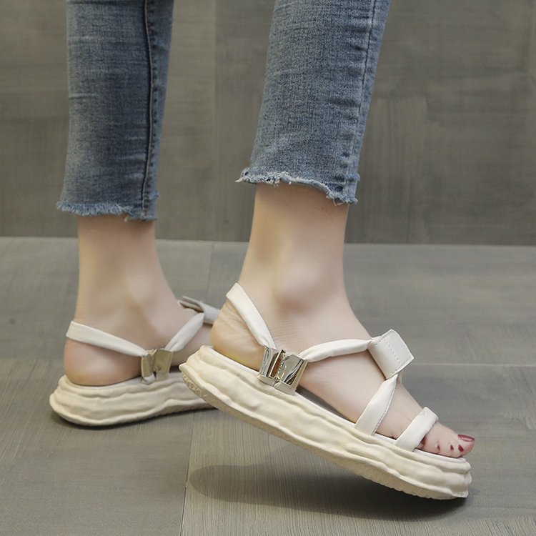 Student summer thick crust Korean style fish mouth sandals