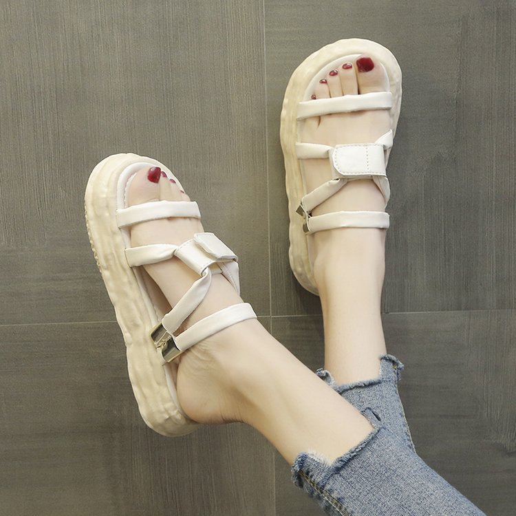 Student summer thick crust Korean style fish mouth sandals